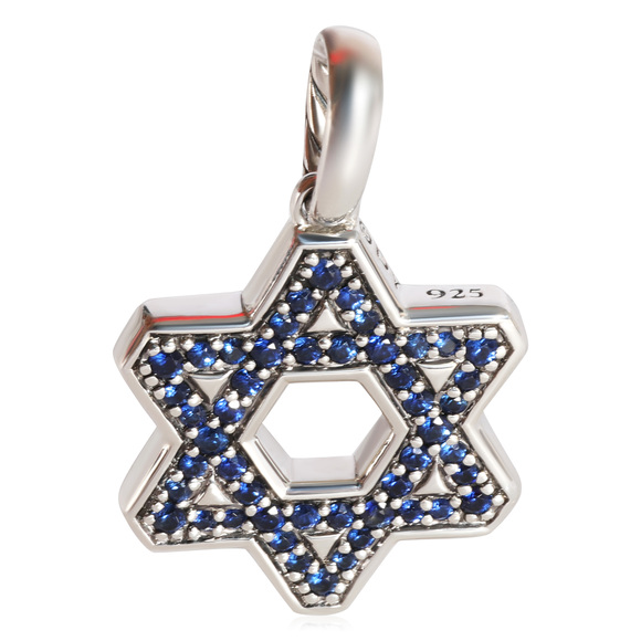David Yurman Streamline Blue Sapphire Star of David Pendant in Sterling Silver - Picture 1 of 2